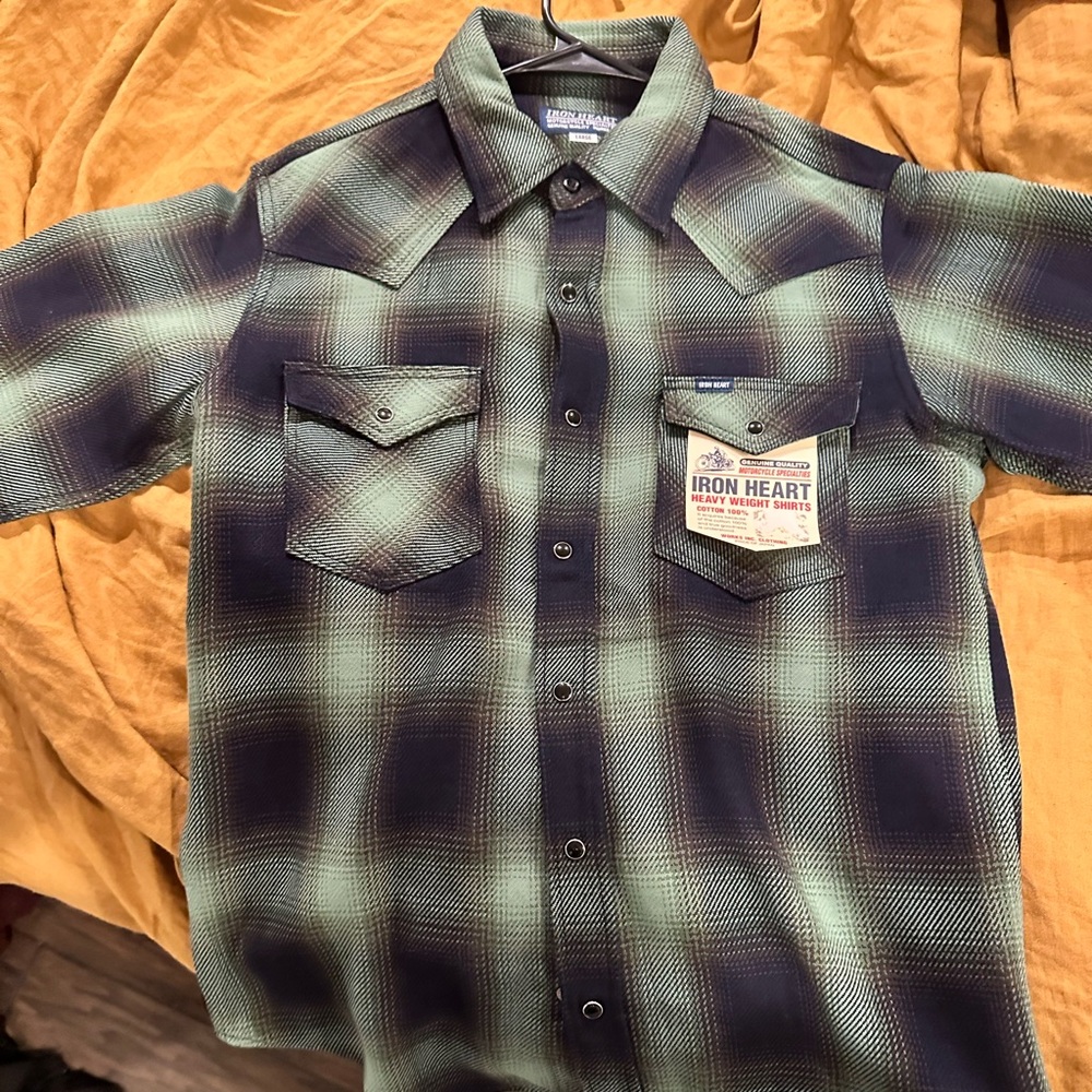 Iron Heart heavy flannel western green ombre